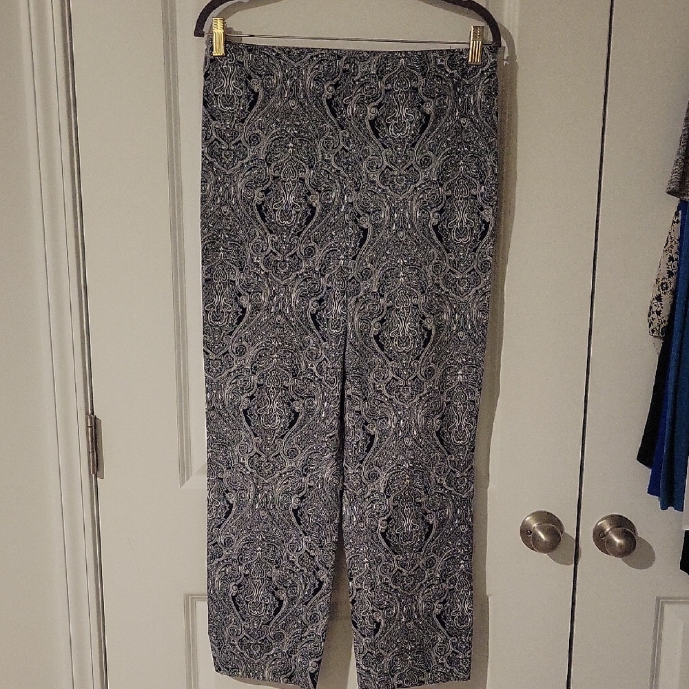 Talbots Blue And White Paisley Heritage Pants SZ 8
